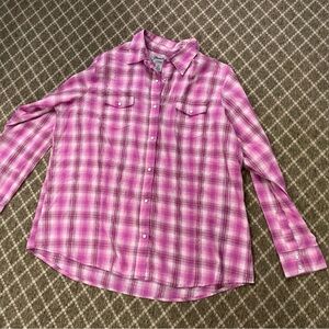 Wrangler Women's Pink Plaid Snap Button Down Shirt size xxl